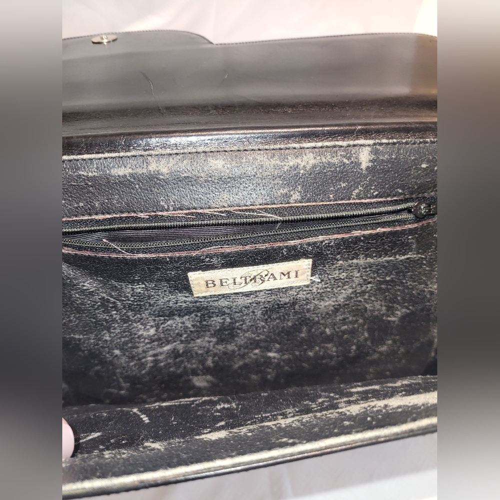 Beltrami Black Leather Clutch Bag - Picture 3 of 6